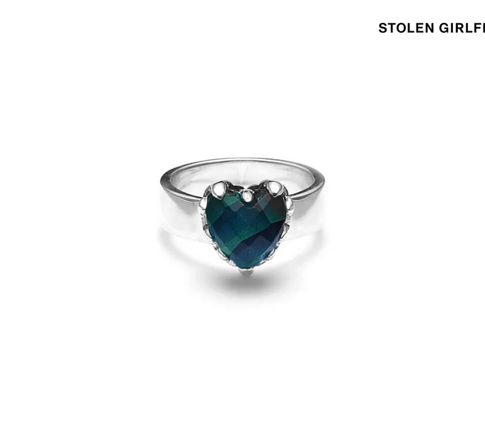 Moodstone  Love Claw Ring - SS - Size Q