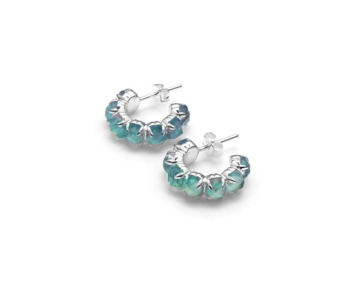 Moodstone Halo Cluster Earrings - SS