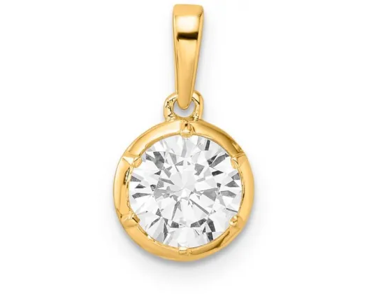 LAB Diamond Bezel Set Pendant - 9K YG TDW = 1.00ct  F VS