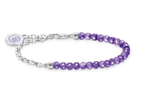 Thomas Sabo Charmista Amethyst Bead Charm Bracelet - SS