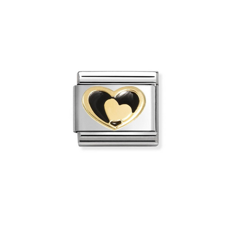 Black Heart and Gold Heart Charm