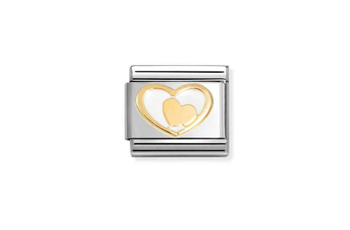 White Heart and Gold Heart Charm