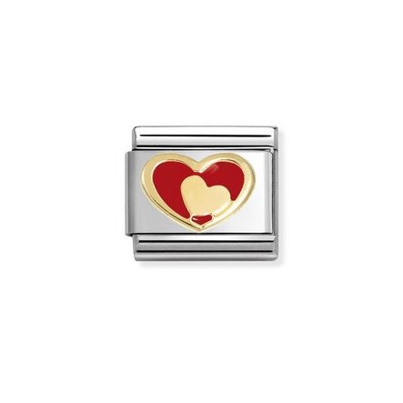 Red Heart and Gold Heart Charm