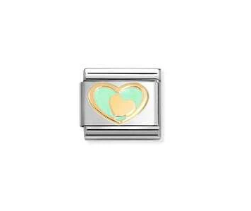 Green Heart and Gold Heart Charm