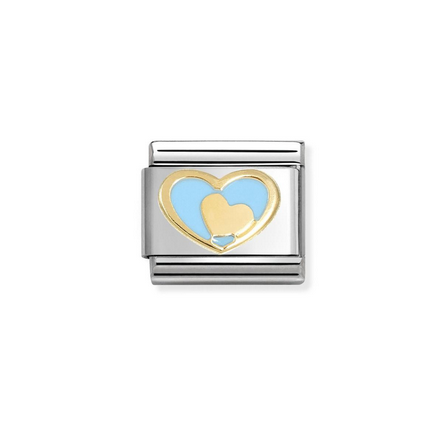 Blue heart and gold heart Charm