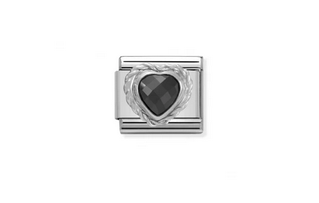 Black faceted heart Charm