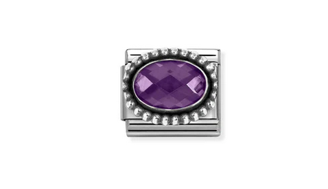 Oval Faceted Violet CZ Charm