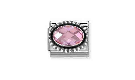 Oval Faceted Pink CZ Charm