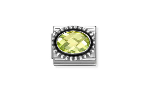 Oval Faceted Light Green CZ Charm