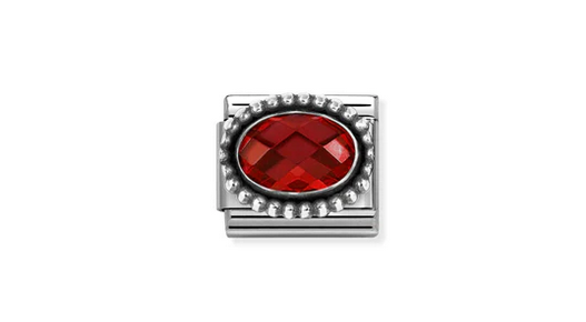 Oval Faceted Red CZ Charm