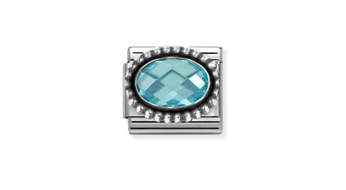 Oval Faceted Light Blue CZ Charm