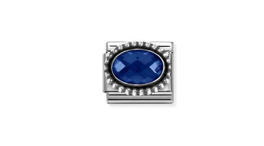 Oval Faceted Dark Blue CZ Charm
