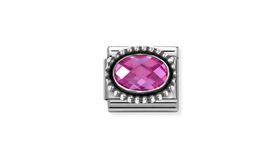 Oval Faceted Fuchsia Pink CZ Charm
