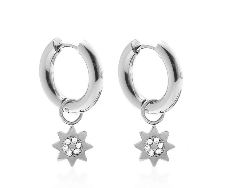 Nova / Hoop Earrings / CZ + Silver