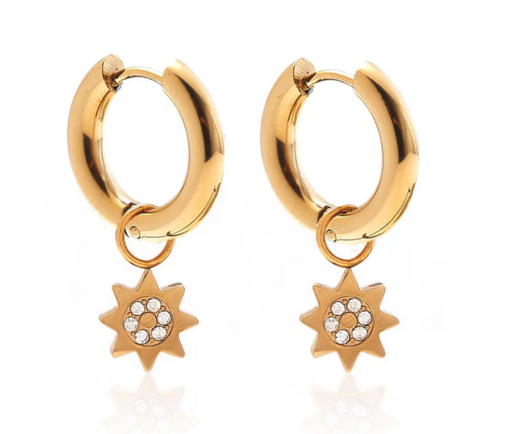 Nova / Hoop Earrings / CZ + Gold