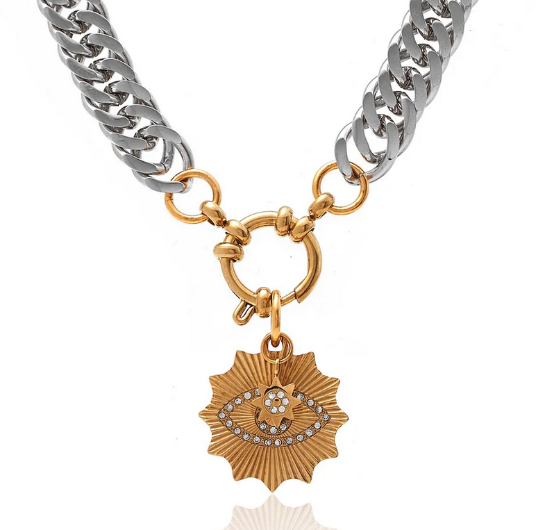 Nova Two-Tone / Necklace / CZ + Silver + Gold