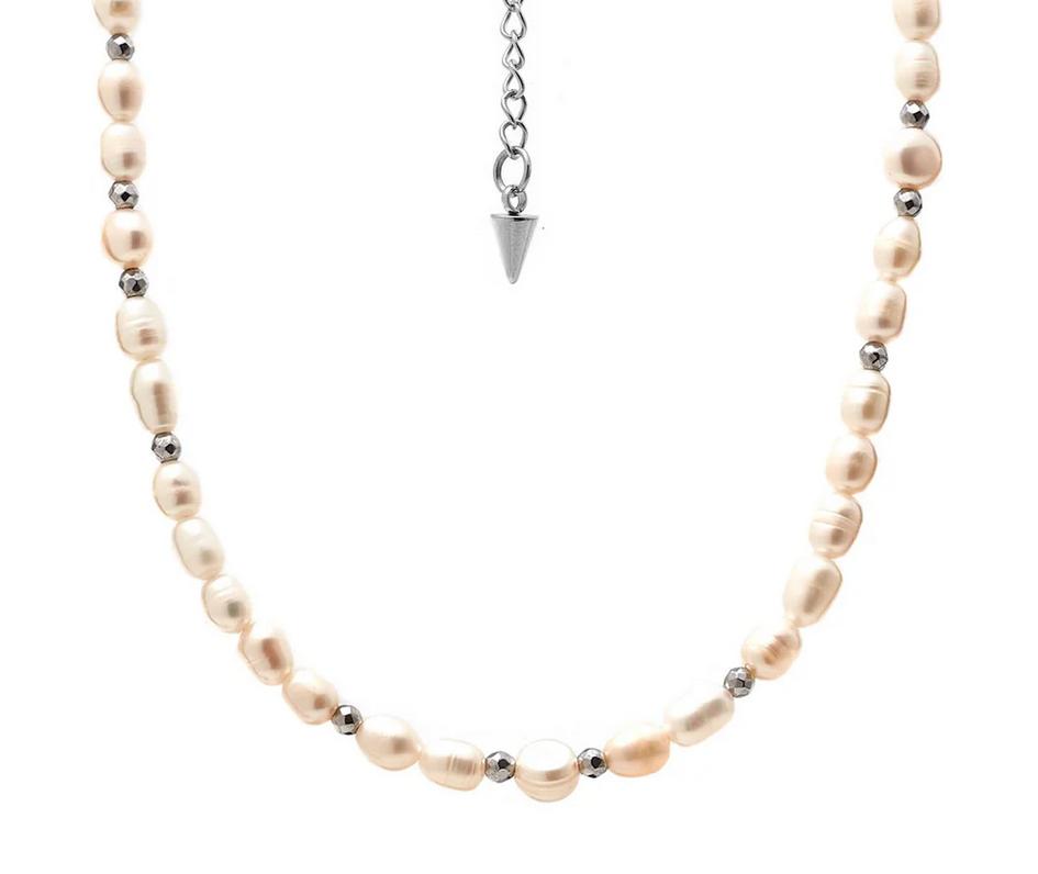 Celine Choker / Necklace / Pearl + Silver