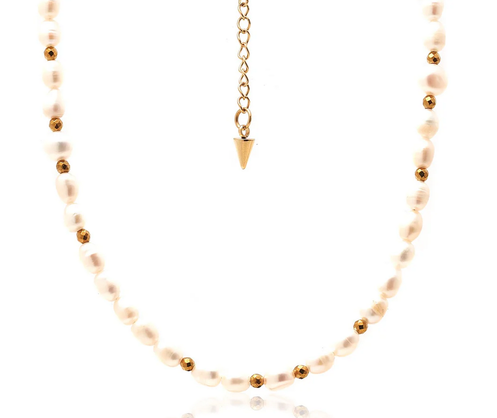 Celine Choker / Necklace / Pearl + Gold