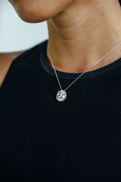 Moonlight Oval Pendant - 2 Tone