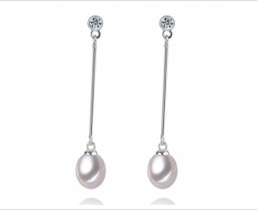 FW Pearl 8-9mm Teardrop Long Drop post - SS