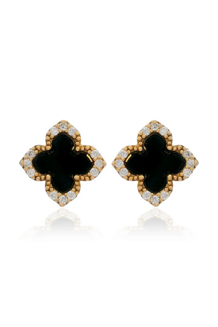 Black Agate Fairwater Stud Earrings - SSGP