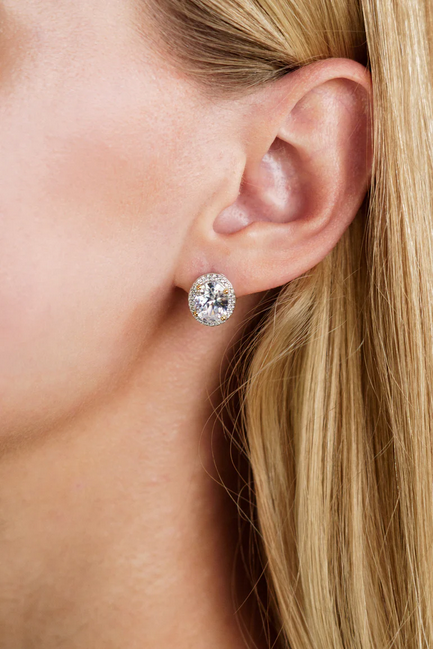 Selene Two-Tone Moonlight Oval Earrings - 2 Tone
