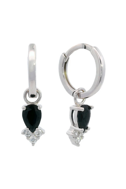 Asteria Hoop Earrings - Black & Silver - SSRP