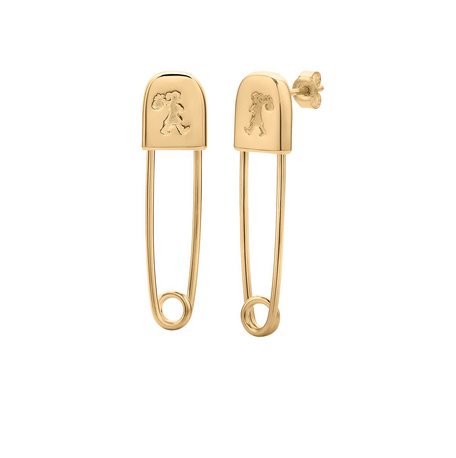 Runaway Safety Pin Studs Gold-Plated