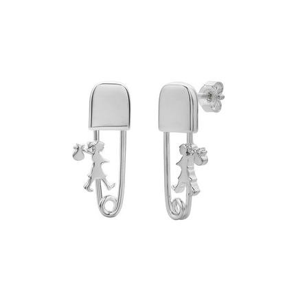 Mini Runaway Safety Pin Studs - Silver