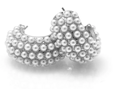 Hera / Hoop Earrings / Pearl + Silver