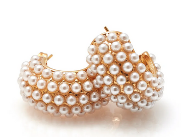 Hera / Hoop Earrings / Pearl + Gold