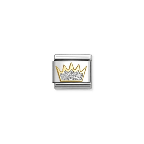Crown Gold & Silver Glitter Enamel Charm