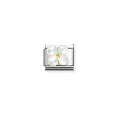 White Mother of Pearl Flower Charm