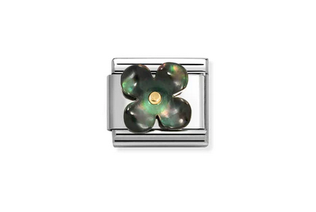 Black Mother of Pearl Flower Charm