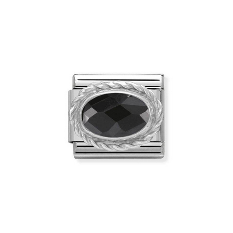 Faceted Black Oval Charm