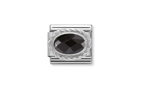 Faceted Black Oval Charm