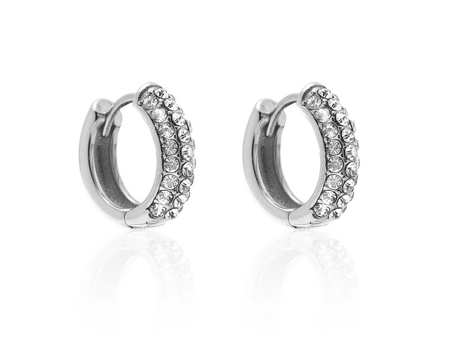 Astra / Hoop Earrings / CZ + Silver
