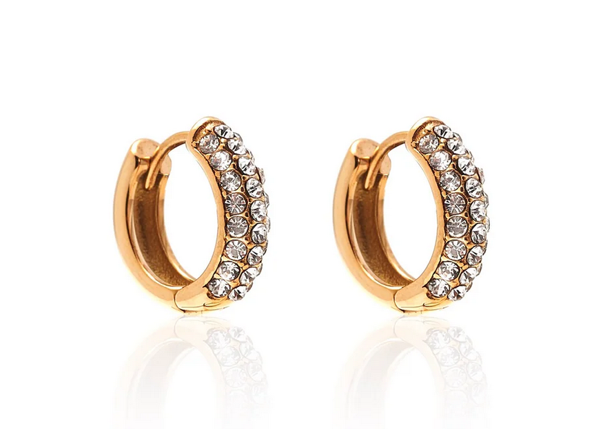 Astra / Hoop Earrings / CZ + Gold