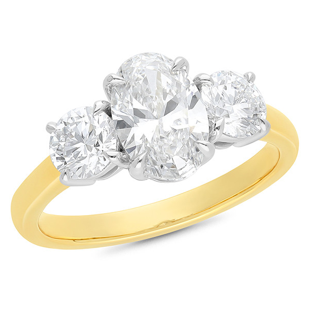 The Vivienne - Oval & Round Brilliant Cut Diamond Three Stone Ring