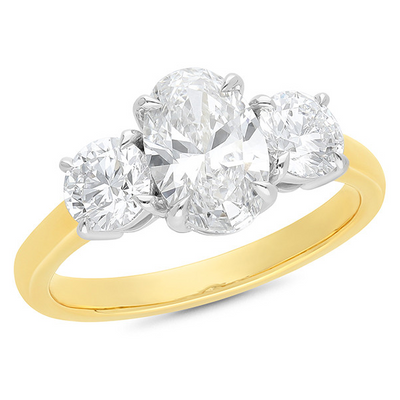 The Vivienne - Oval & Round Brilliant Cut Diamond Three Stone Ring