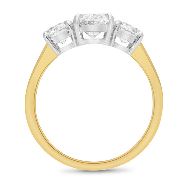 The Vivienne - Oval & Round Brilliant Cut Diamond Three Stone Ring