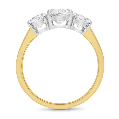 The Vivienne - Oval & Round Brilliant Cut Diamond Three Stone Ring