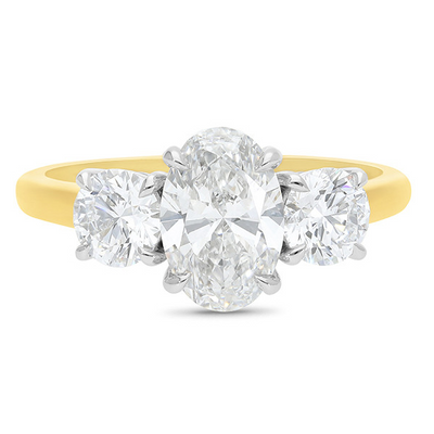 The Vivienne - Oval & Round Brilliant Cut Diamond Three Stone Ring