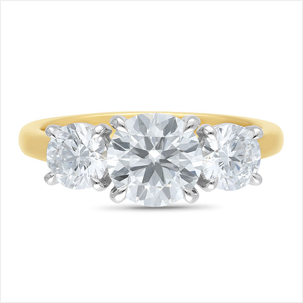 The Ophelia - Round Brilliant Cut Diamond Three Stone Ring