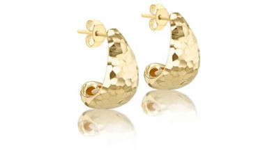 J Shape Stud Earrings - 9k YG