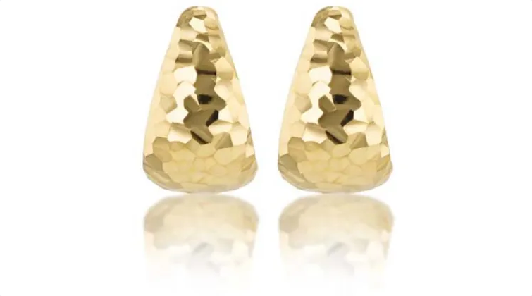J Shape Stud Earrings - 9k YG