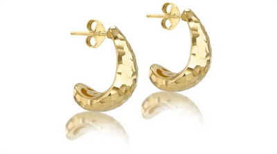 J Shape Stud Earrings - 9k YG