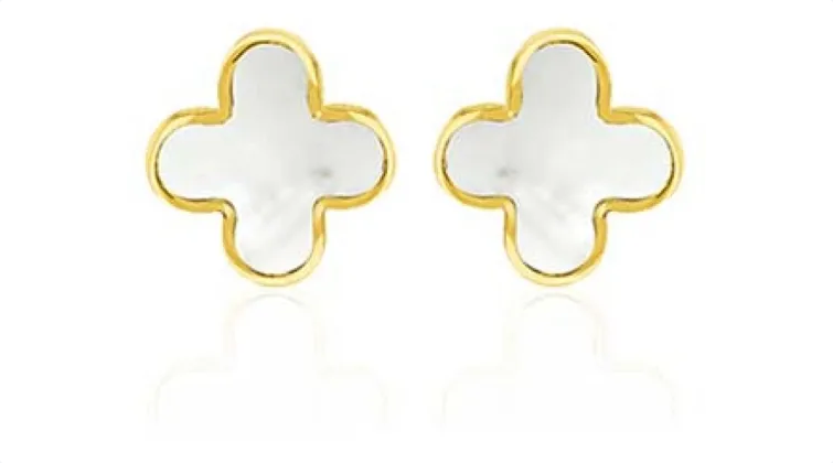 Mother of Pearl Petal Studs - 9k YG
