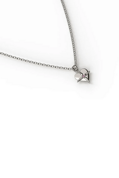 Birthstone Heart Necklace October - SS