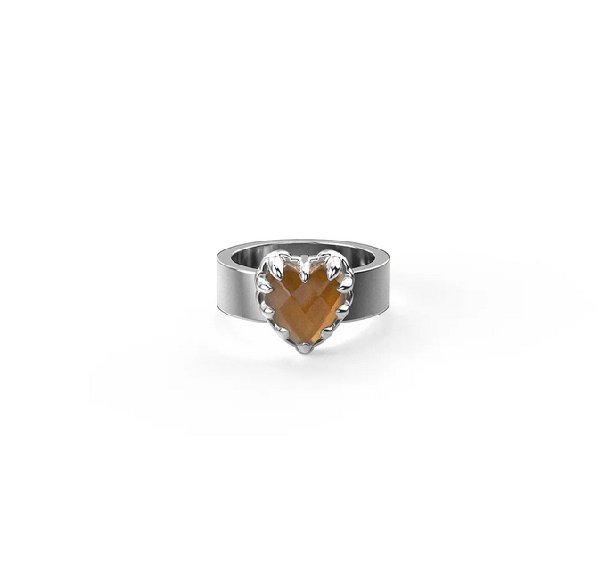 Citrine Love Claw Ring - SS - Size Q